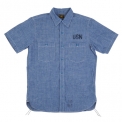 THE REAL McCOY'S NAVY CHAMBRAY SHIRT SHORT SLEEVE [MS8012]